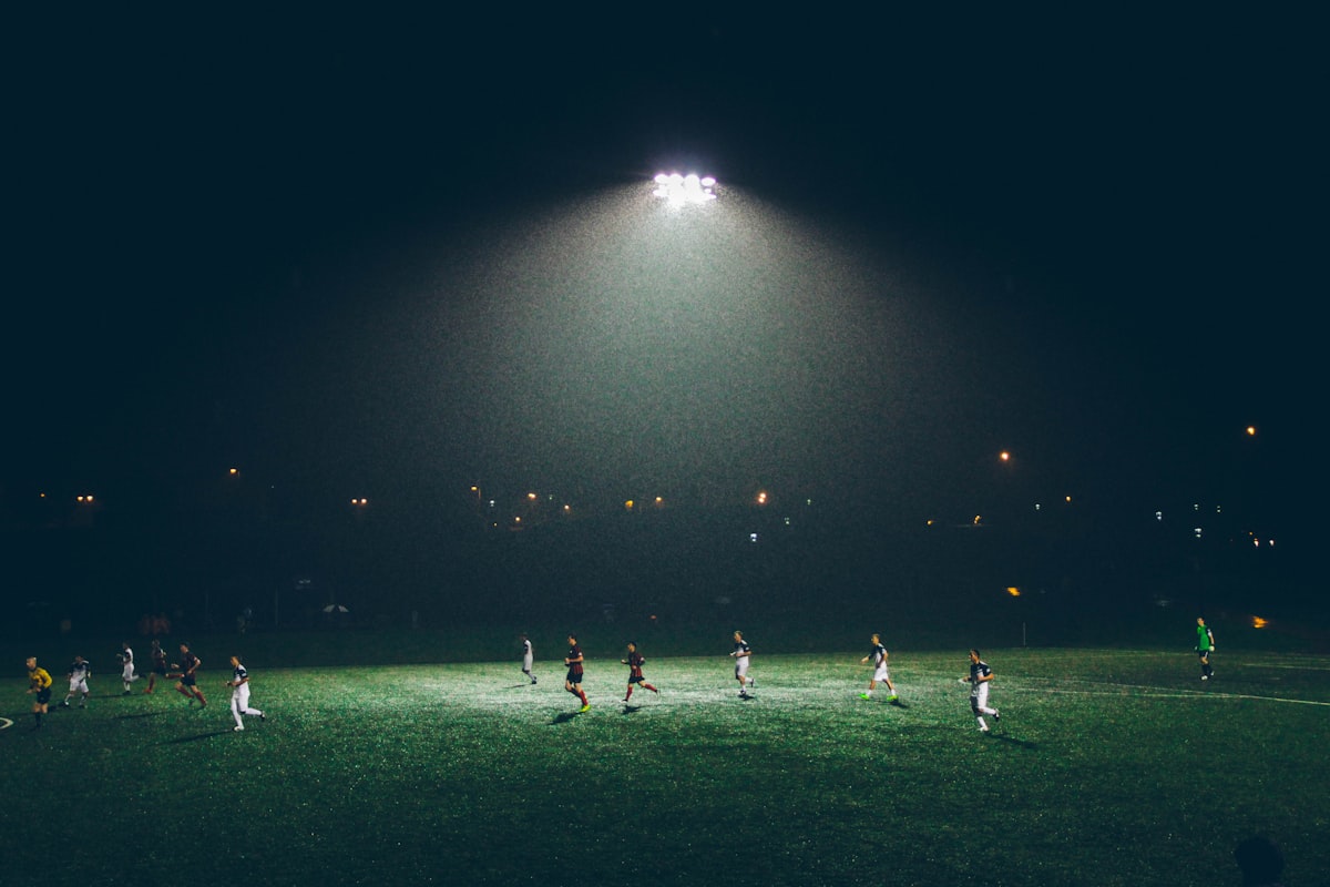 Football match in a stadium