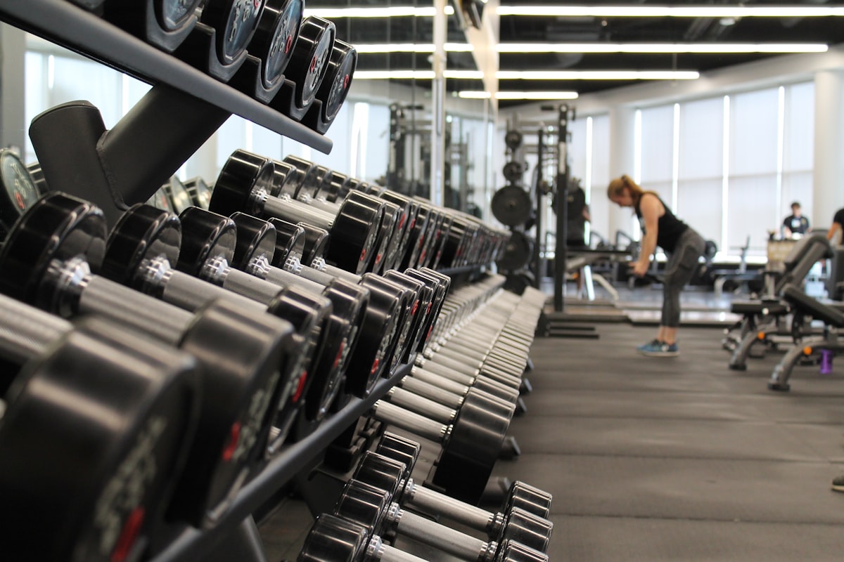 Gym interior with training equipment